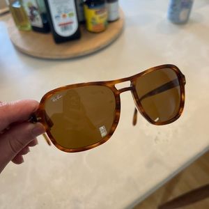 Discontinued Ray-Ban RB 4356 State Side Sunglasses | Striped Havana | Brown lens